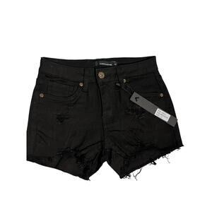 Contraband Denim Shorts girls kids 12 Black Distressed Cut Off Frayed Stretch